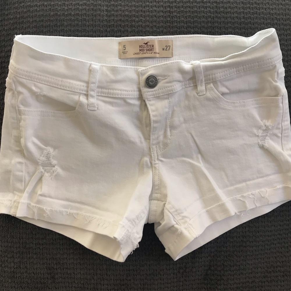Hollister white distressed Midi Short